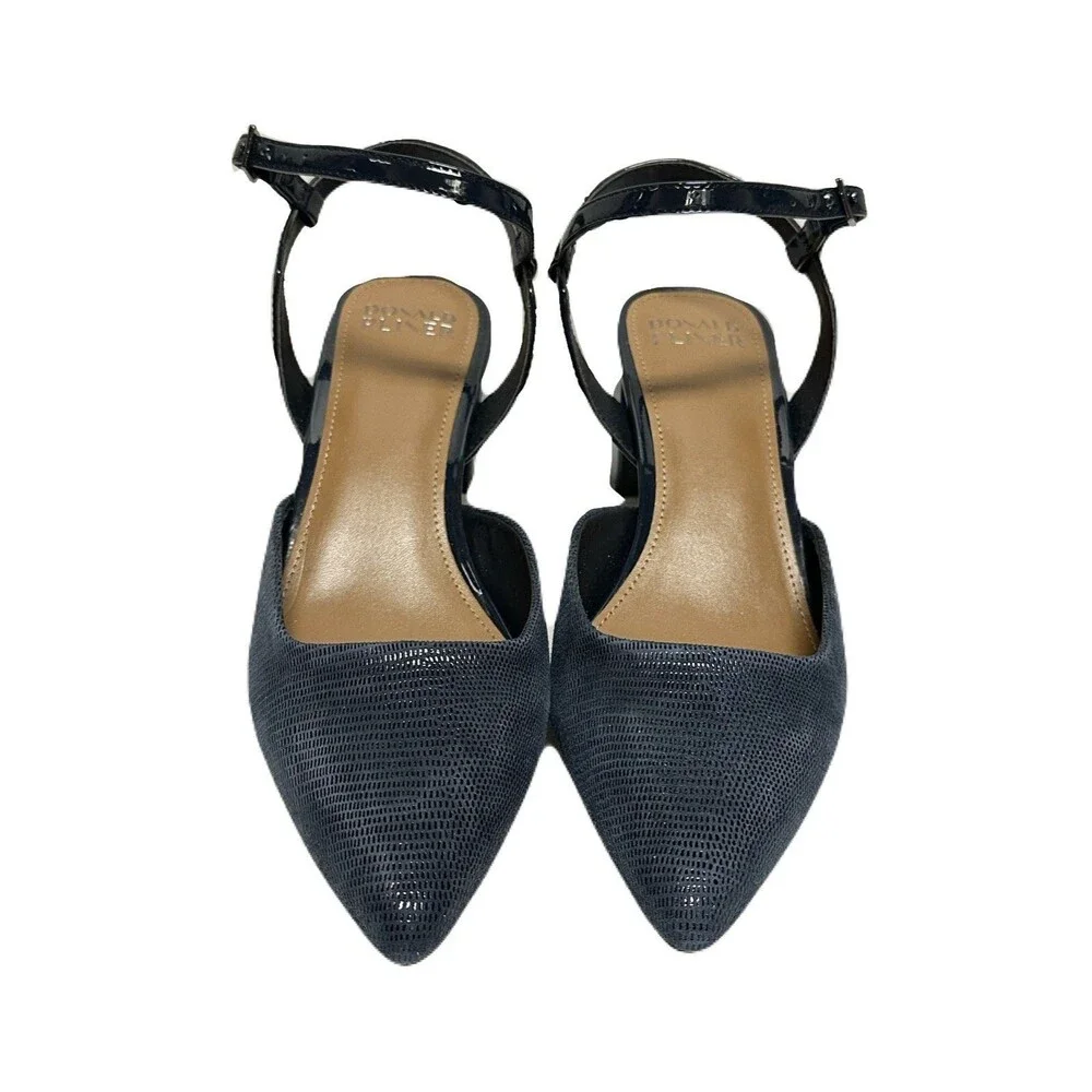 NEW Donald Pliner Womens Size 8 Stania Pumps Navy Lizard Print Leather Heels